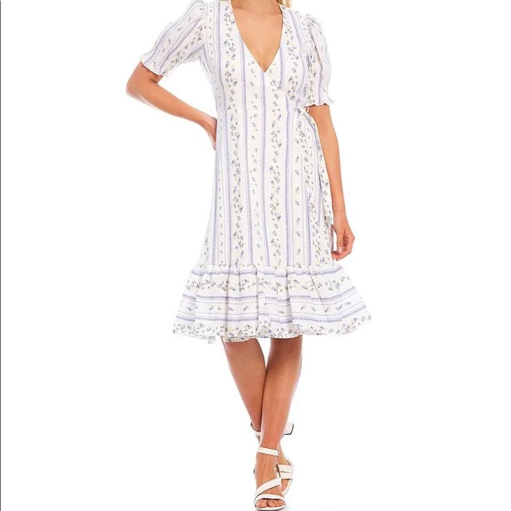 Antonio Melani
Cleo Linen Floral Stripe Wrap Midi Dress - Picture 1 of 13